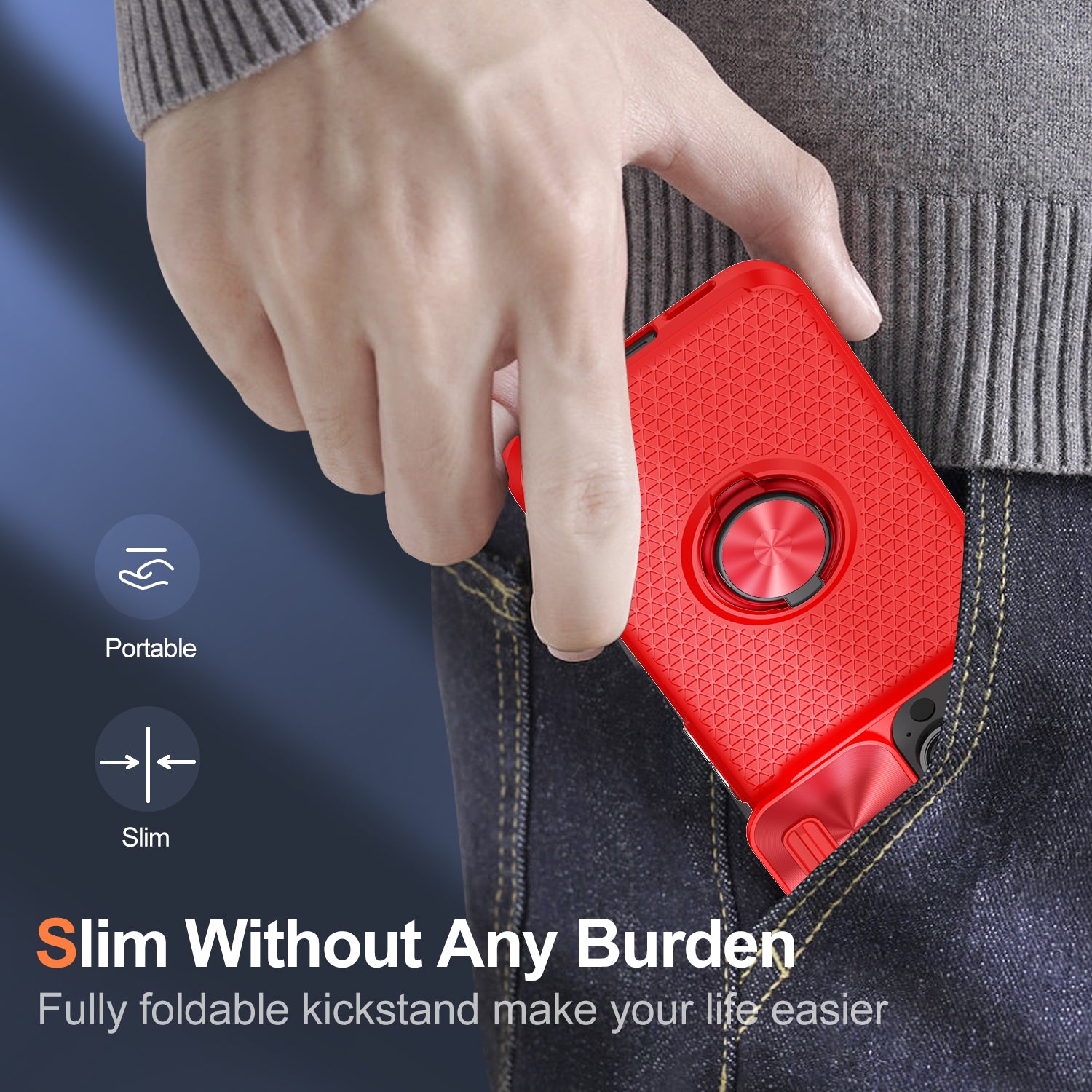 Slide Lens Protection Phone Case til iPhone 12 Pro Max Ring Kickstand PC TPU Mobiltelefon Cover