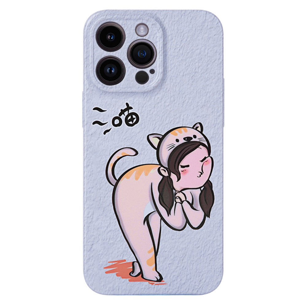 Pro iPhone 14 Pro Max Pevné PC pouzdro pro pár Cartoon Cat Girl / Pes Boy Pattern Printing Kryt telefonu
