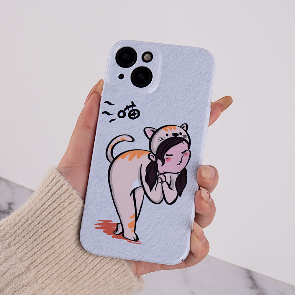 Pouzdro Cartoon Cat Girl / Dog Boy pro iPhone 13 Pro 6,1palcový pevný PC kryt pro párový tisk vzoru
