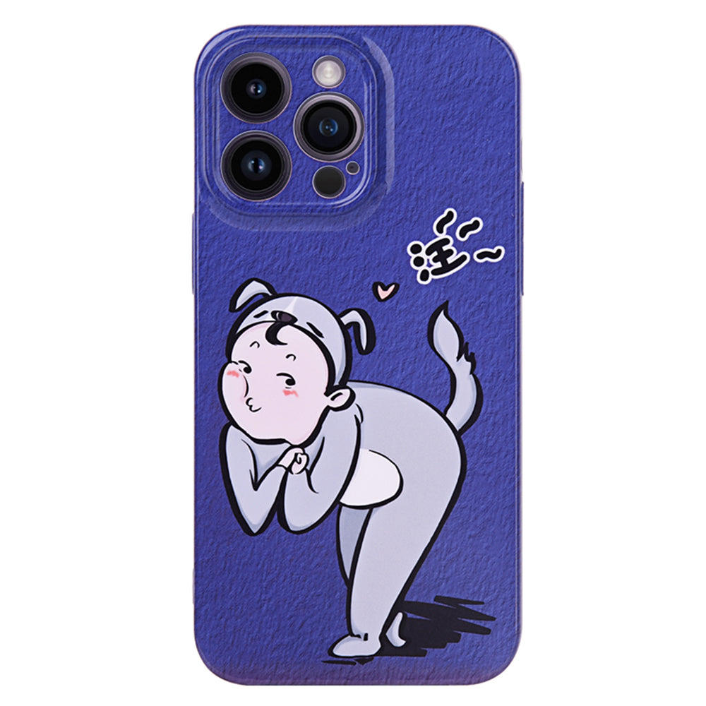 Cartoon Cat Girl / Dog Boy Case pro iPhone 13 Pro Max 6,7 palcový pevný PC pro párový tisk zadního krytu telefonu