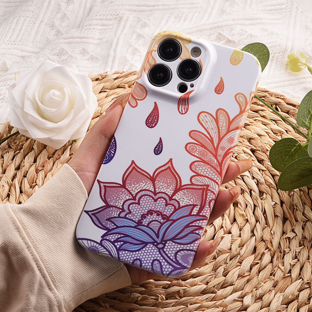 Hårdt pc-mobiltelefoncover til iPhone 14 Plus papirskåret blomstermønster beskyttende bagcover
