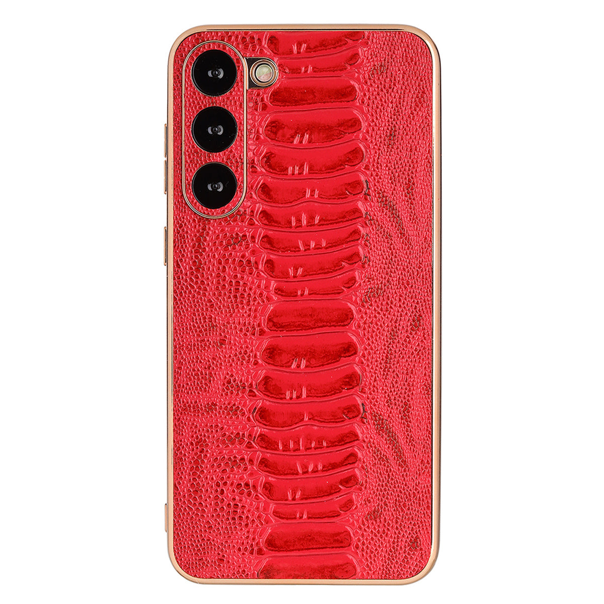 For Samsung Galaxy S23 Crocodile Texture Case Genuine Cow Leather Coated PC TPU Electroplating Cover
