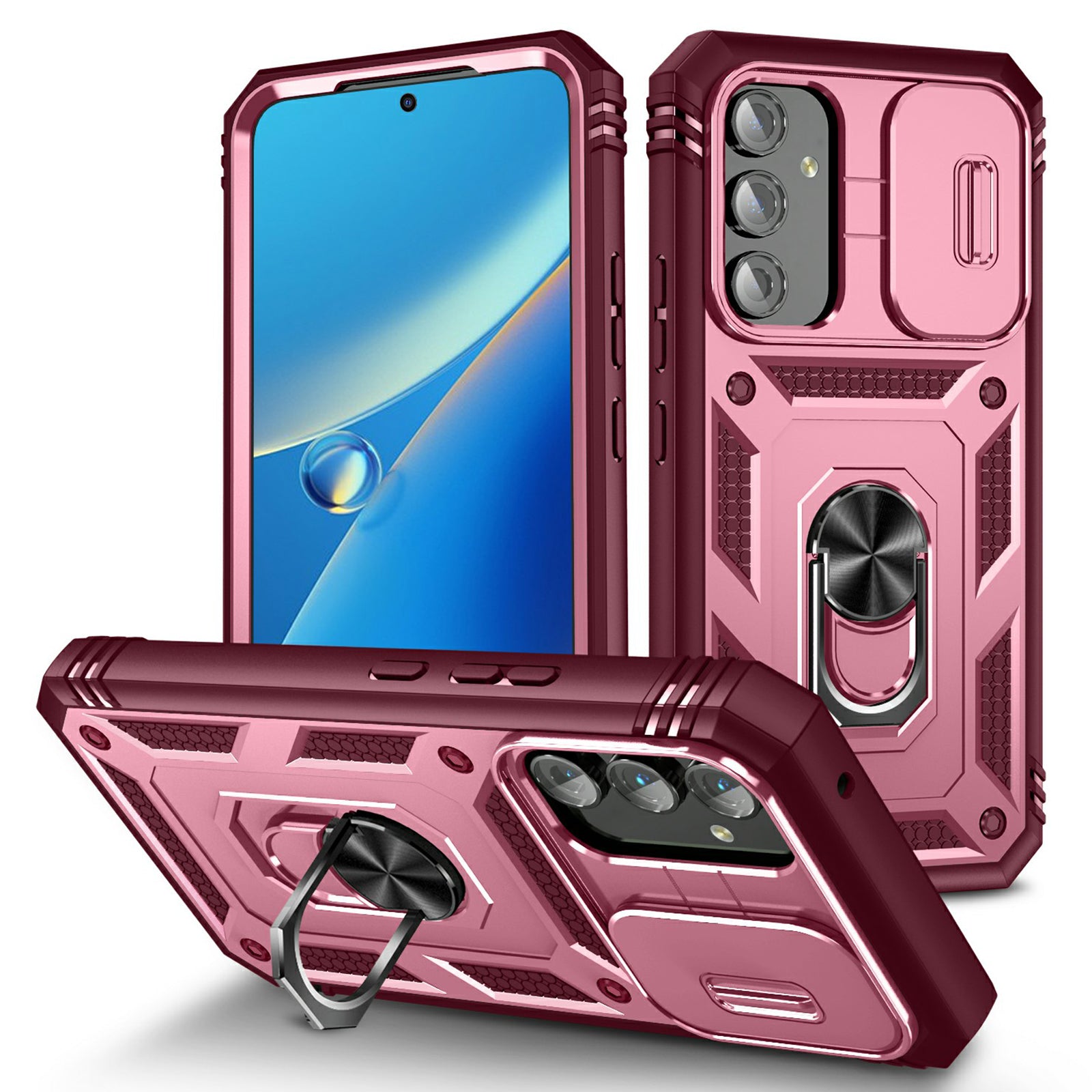 For Samsung Galaxy A54 5G PC TPU Case Kickstand Shockproof Cover with Card Slot Lens Guard