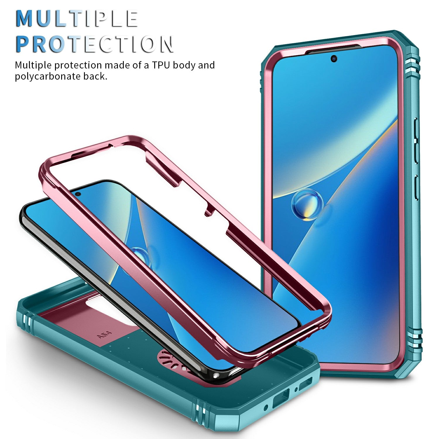 For Samsung Galaxy A54 5G PC TPU Case Kickstand Shockproof Cover with Card Slot Lens Guard
