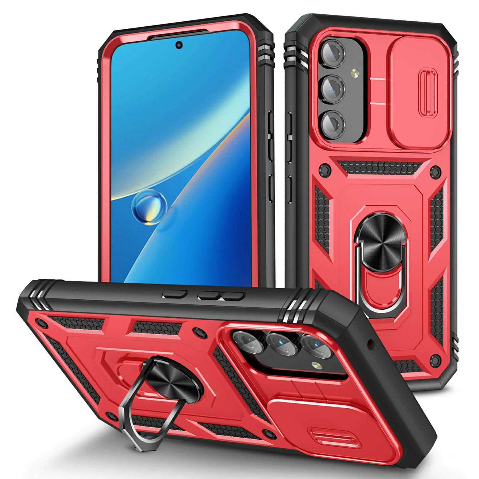 For Samsung Galaxy A54 5G PC TPU Case Kickstand Shockproof Cover with Card Slot Lens Guard