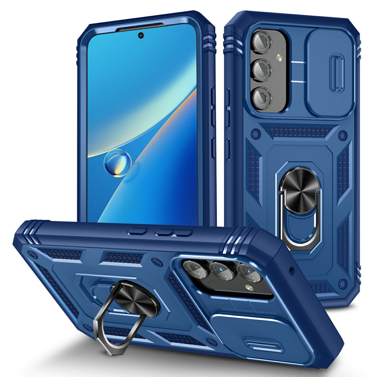 For Samsung Galaxy A54 5G PC TPU Case Kickstand Shockproof Cover with Card Slot Lens Guard
