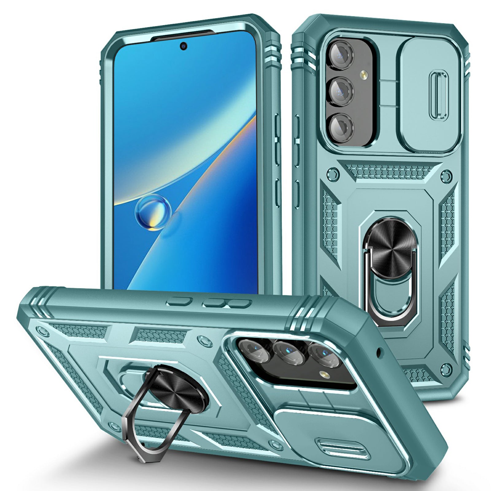 For Samsung Galaxy A54 5G PC TPU Case Kickstand Shockproof Cover with Card Slot Lens Guard
