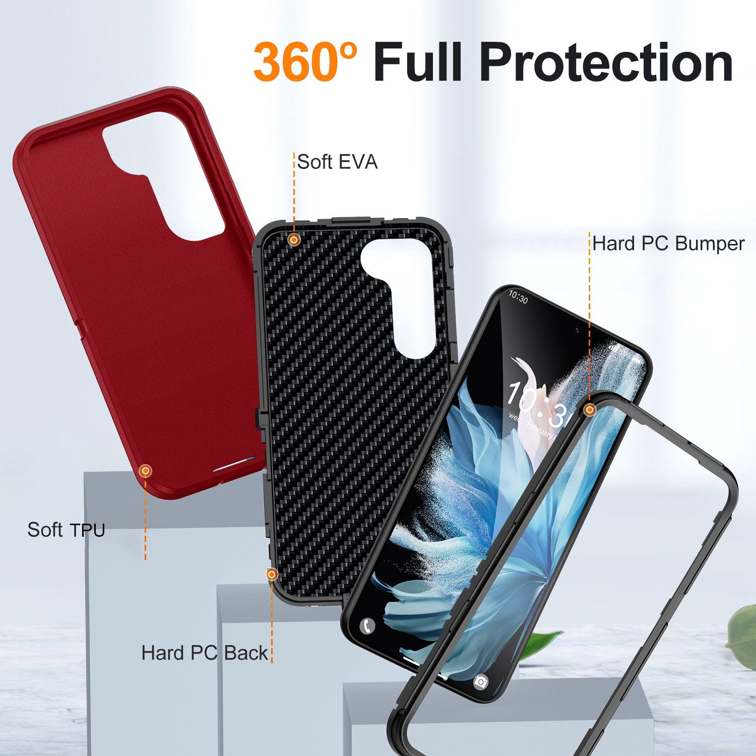 For Samsung Galaxy S23 Anti-Slip Phone Case Hard PC Soft TPU Drop Protection Phone Cover