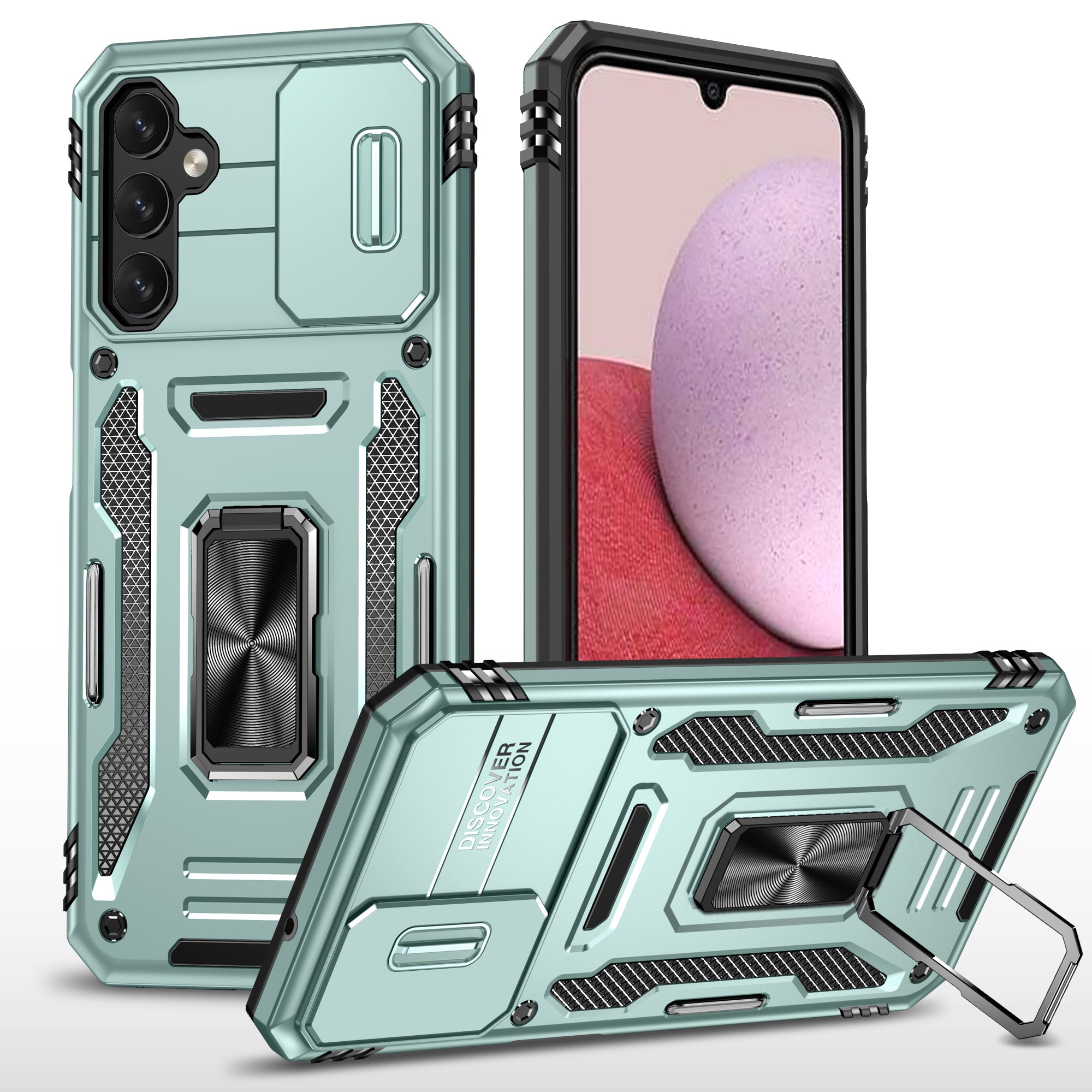 For Samsung Galaxy A14 4G / 5G Armor Series Anti-drop Phone Case PC TPU Mobile Phone Back Cover Kickstand