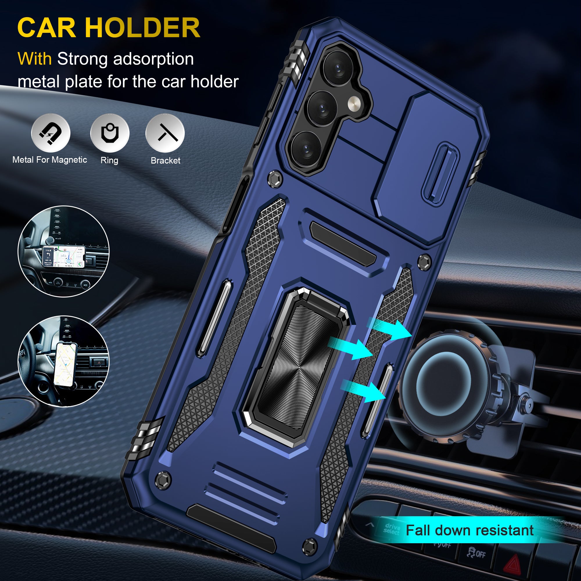 For Samsung Galaxy A14 4G / 5G Armor Series Anti-drop Phone Case PC TPU Mobile Phone Back Cover Kickstand