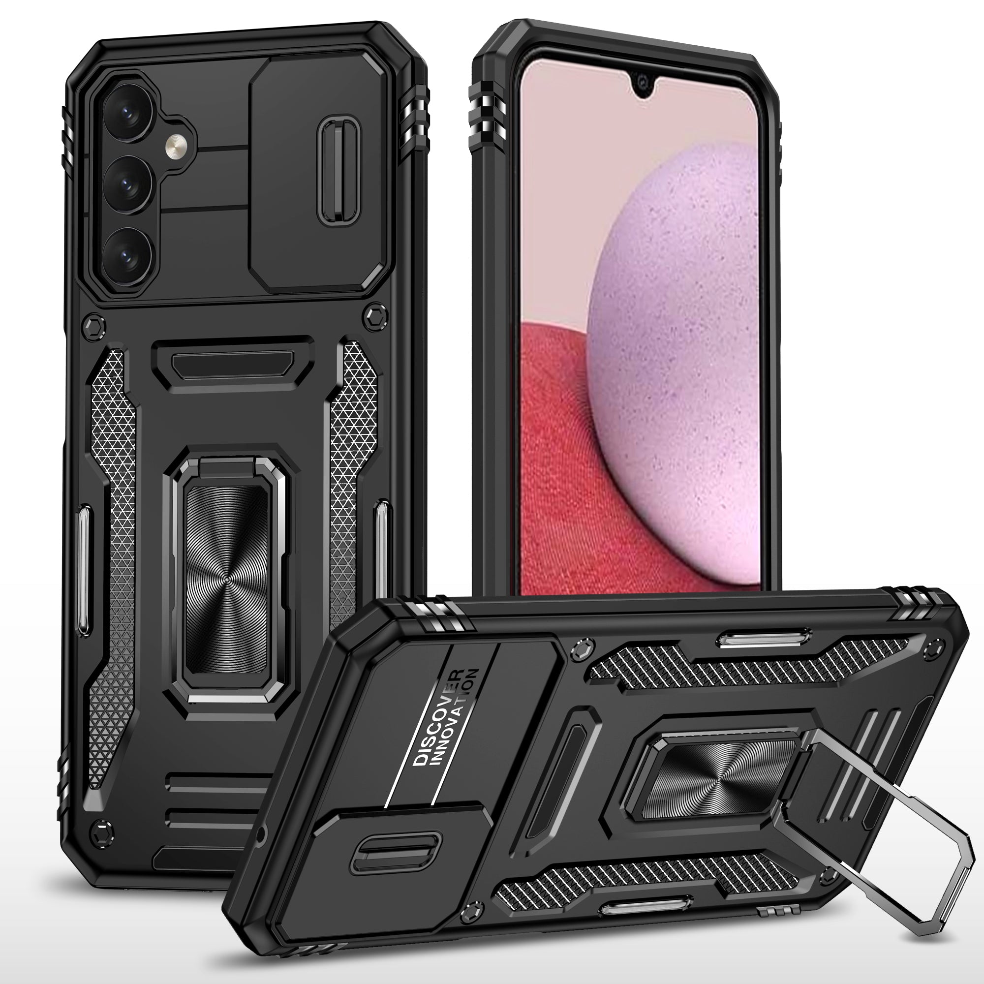 For Samsung Galaxy A14 4G / 5G Armor Series Anti-drop Phone Case PC TPU Mobile Phone Back Cover Kickstand