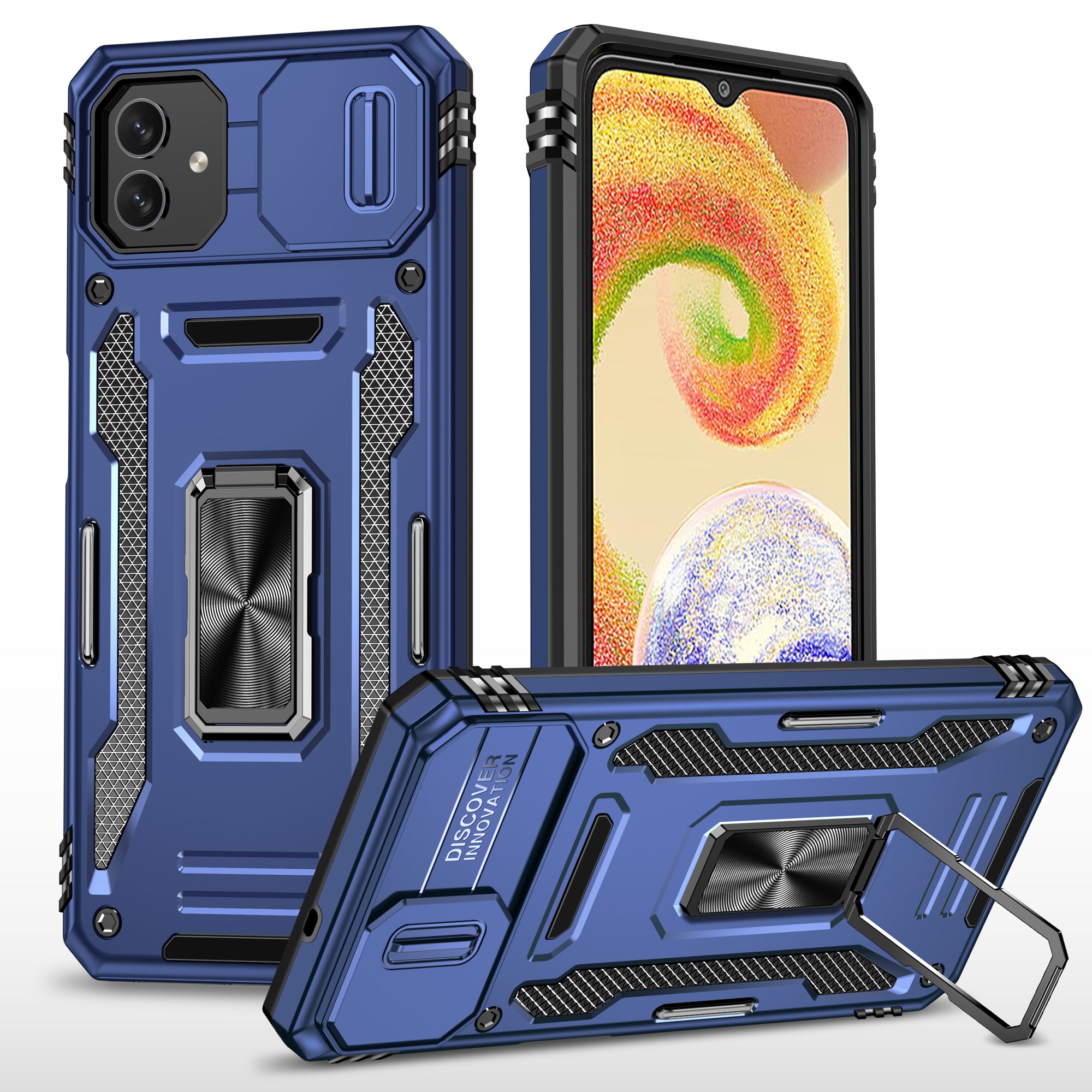 Shockproof Phone Case for Samsung Galaxy A04 4G (164.4 x 76.3 x 9.1 mm) / M13 5G Armor Series PC TPU Cover Kickstand