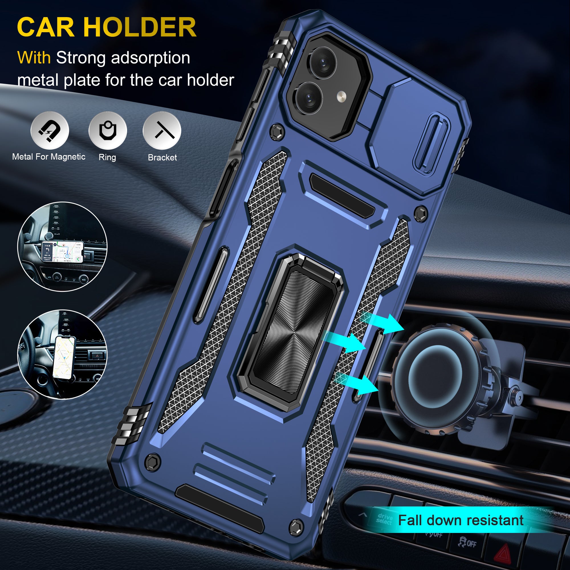 Shockproof Phone Case for Samsung Galaxy A04 4G (164.4 x 76.3 x 9.1 mm) / M13 5G Armor Series PC TPU Cover Kickstand