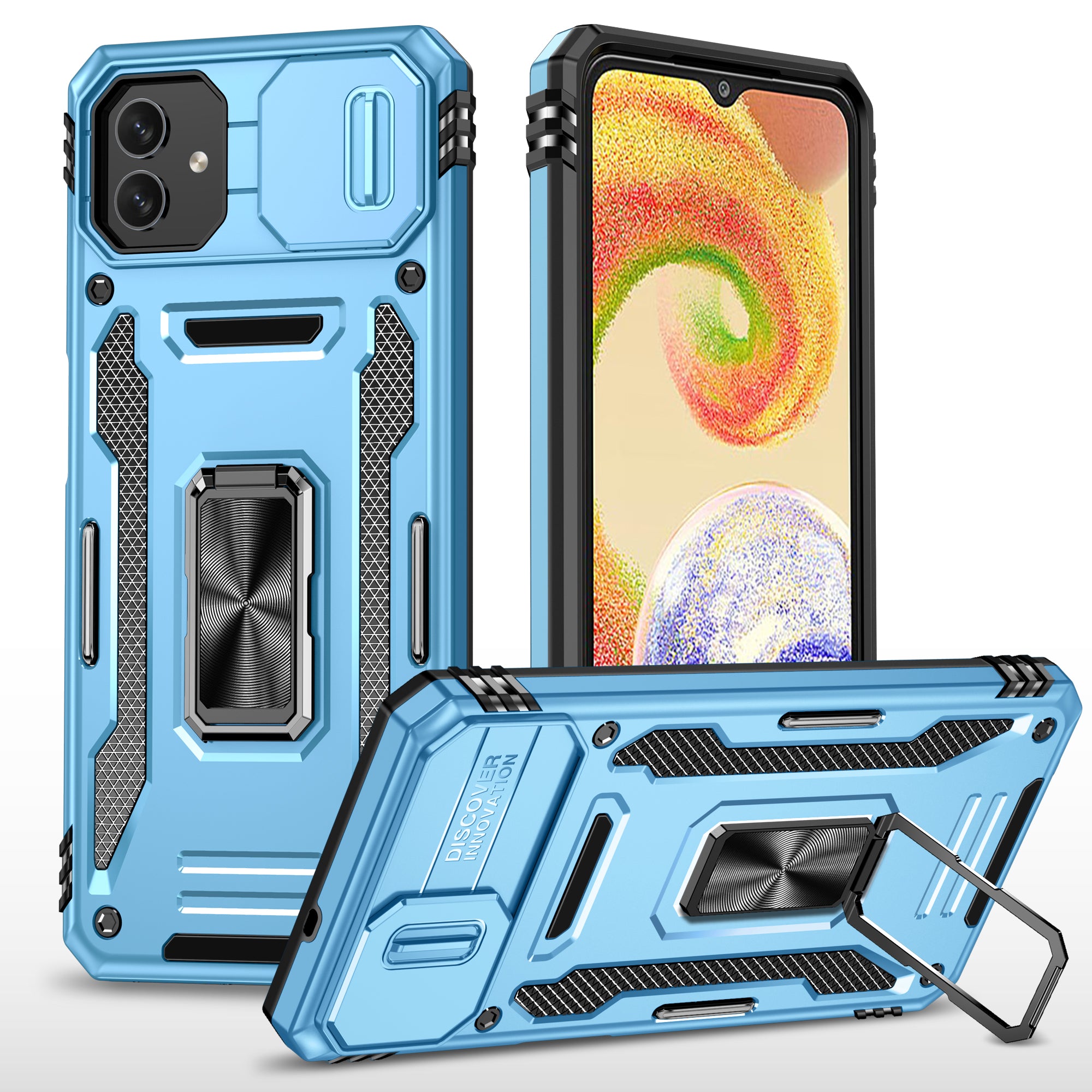 Shockproof Phone Case for Samsung Galaxy A04 4G (164.4 x 76.3 x 9.1 mm) / M13 5G Armor Series PC TPU Cover Kickstand