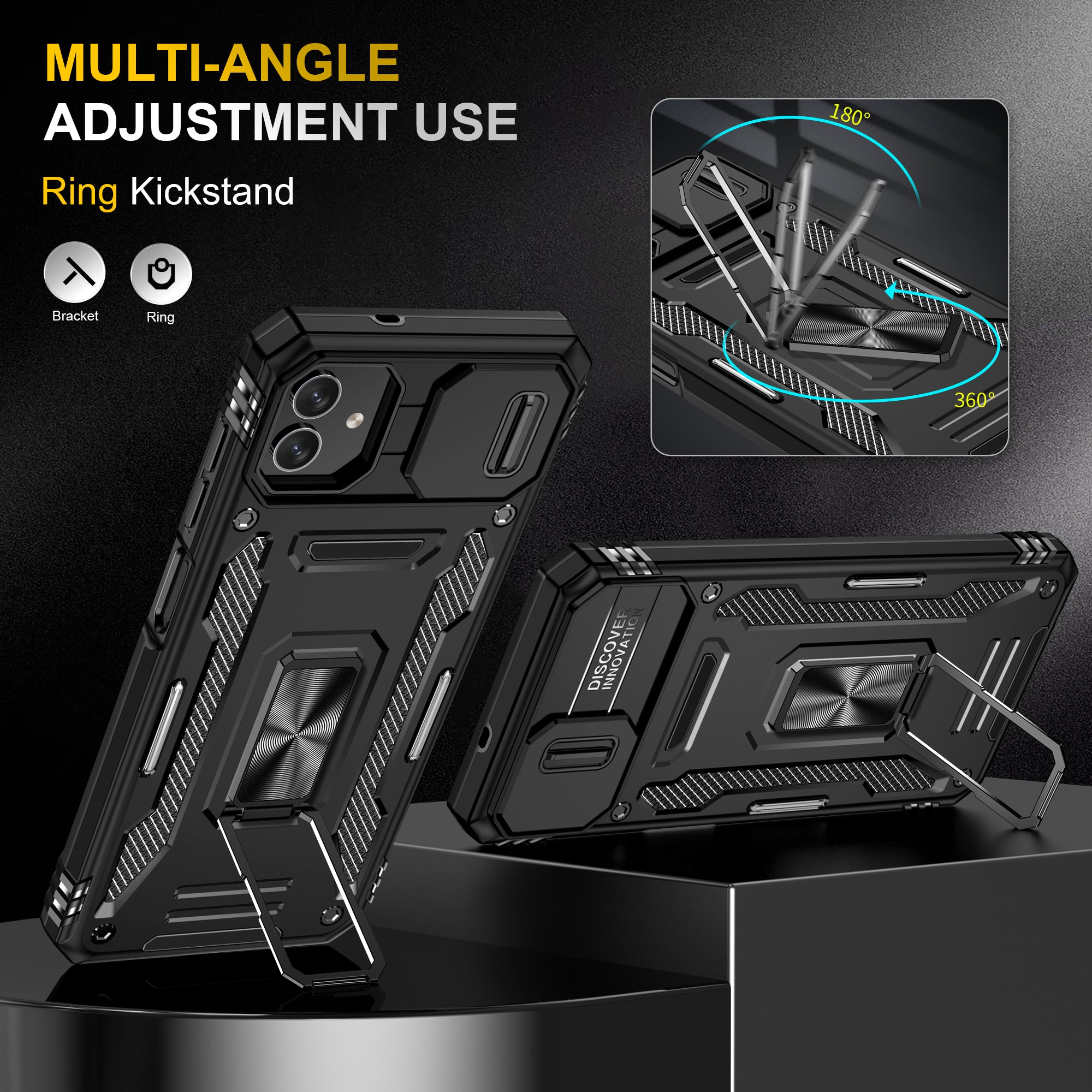 Shockproof Phone Case for Samsung Galaxy A04 4G (164.4 x 76.3 x 9.1 mm) / M13 5G Armor Series PC TPU Cover Kickstand