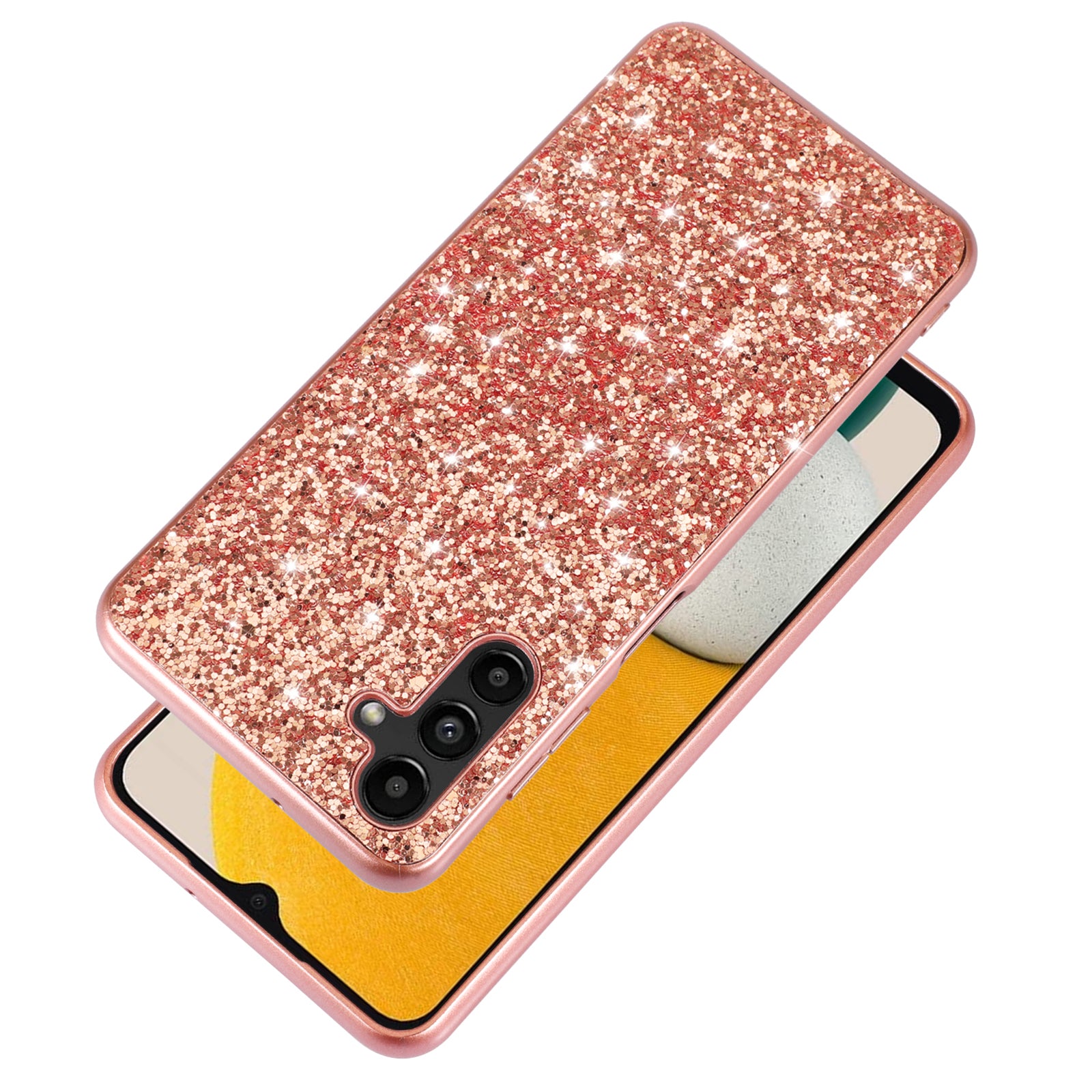 For Samsung Galaxy A34 5G Glitter Phone Case TPU Frame Hard PC Back Electroplating Phone Cover
