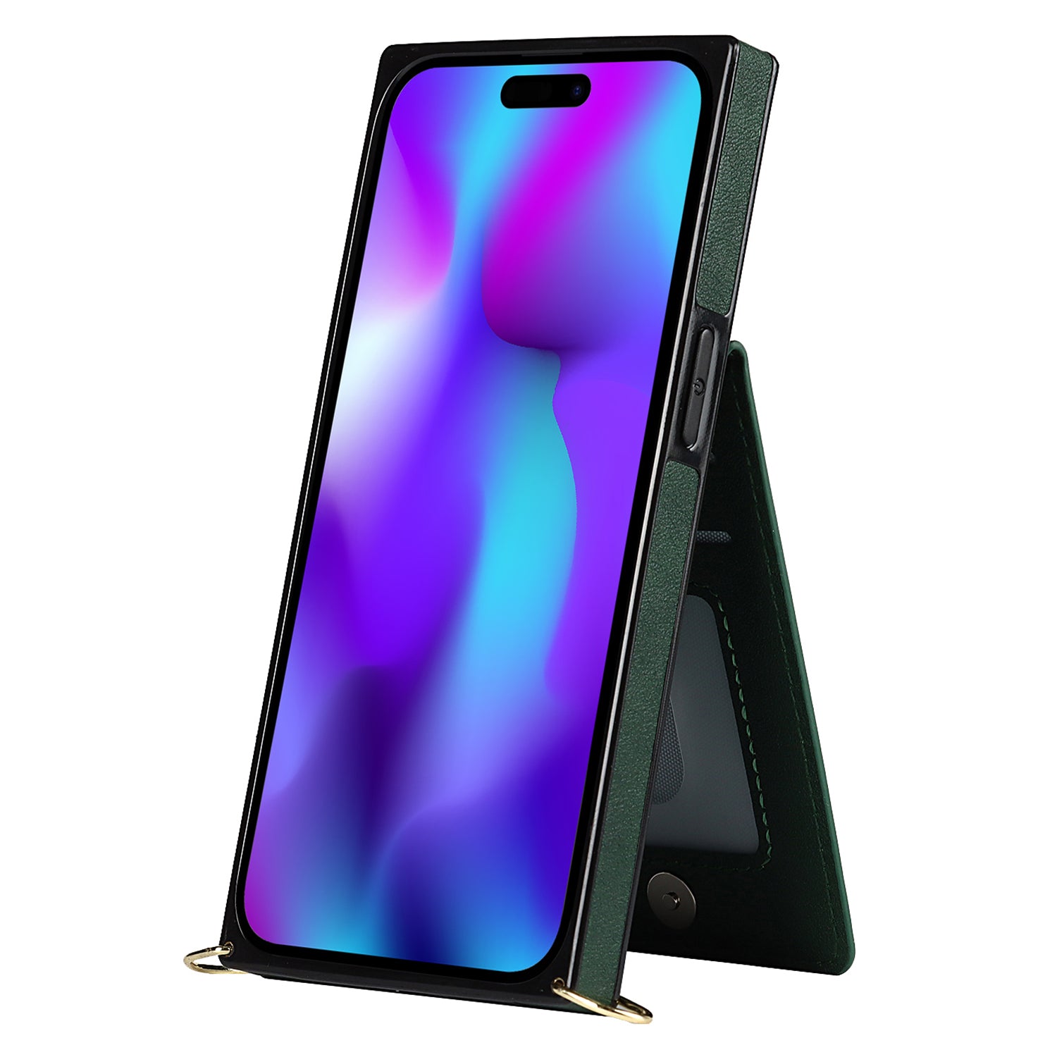 Pro iPhone 14 Pro Kickstand Pouzdro na telefon Peněženka na zip Kožený TPU kryt s popruhem přes rameno