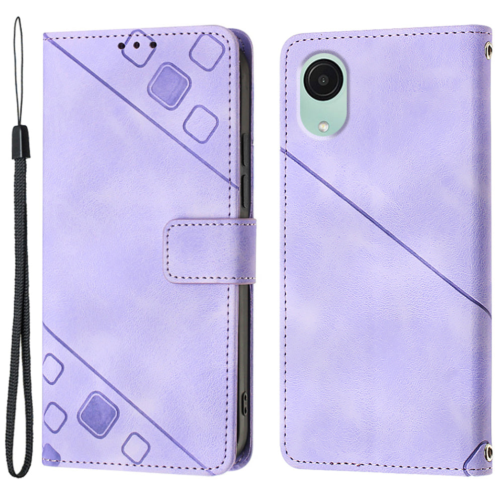 PT005 YB Imprinting Series-6 for Samsung Galaxy A04 Core 4G Phone Leather Case Wallet Stand Cell Phone Cover