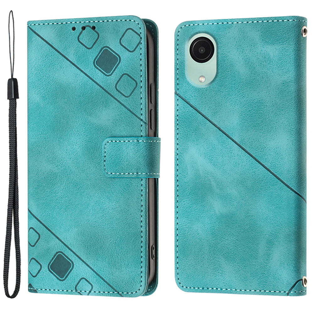 PT005 YB Imprinting Series-6 for Samsung Galaxy A04 Core 4G Phone Leather Case Wallet Stand Cell Phone Cover