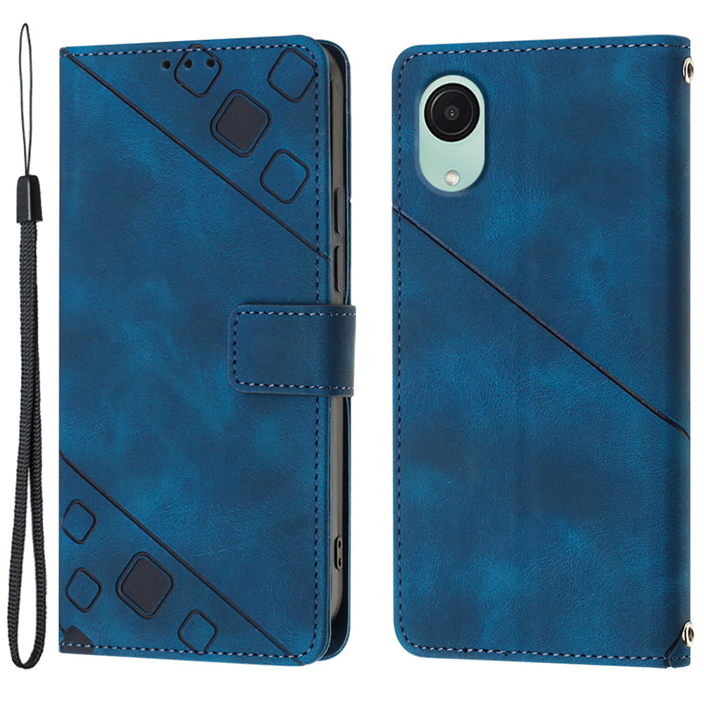 PT005 YB Imprinting Series-6 for Samsung Galaxy A04 Core 4G Phone Leather Case Wallet Stand Cell Phone Cover