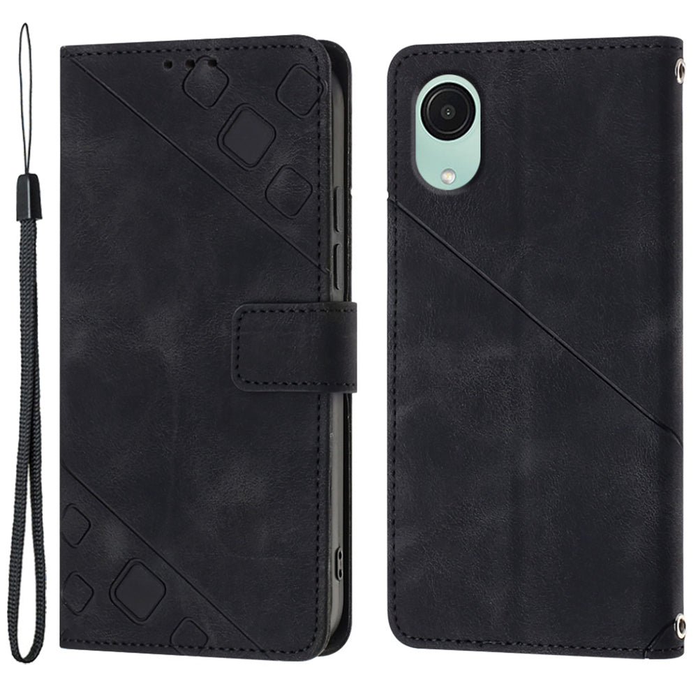 PT005 YB Imprinting Series-6 for Samsung Galaxy A04 Core 4G Phone Leather Case Wallet Stand Cell Phone Cover