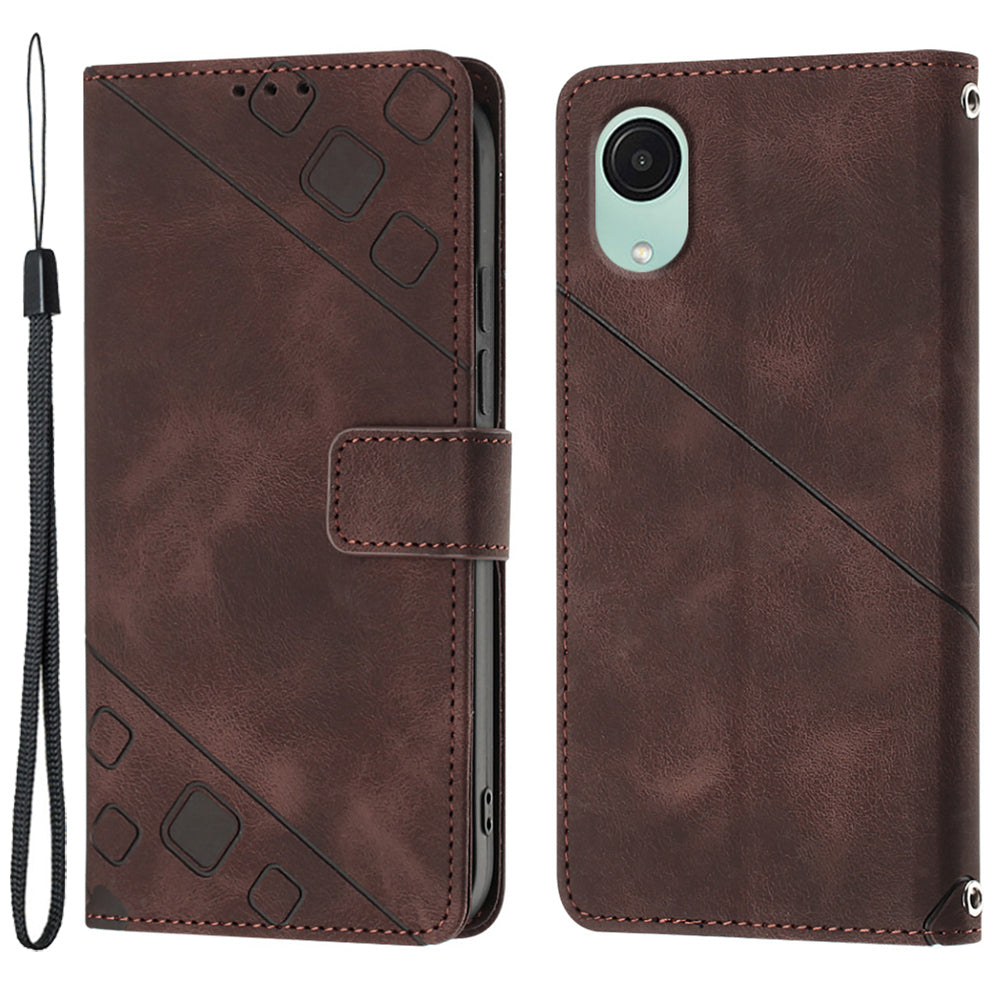 PT005 YB Imprinting Series-6 for Samsung Galaxy A04 Core 4G Phone Leather Case Wallet Stand Cell Phone Cover