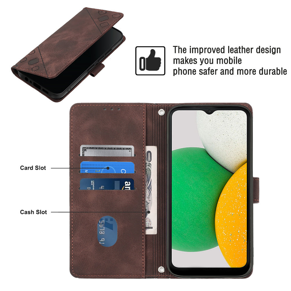 PT005 YB Imprinting Series-6 for Samsung Galaxy A04 Core 4G Phone Leather Case Wallet Stand Cell Phone Cover