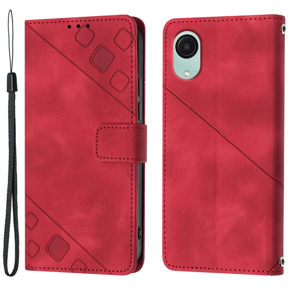 PT005 YB Imprinting Series-6 for Samsung Galaxy A04 Core 4G Phone Leather Case Wallet Stand Cell Phone Cover