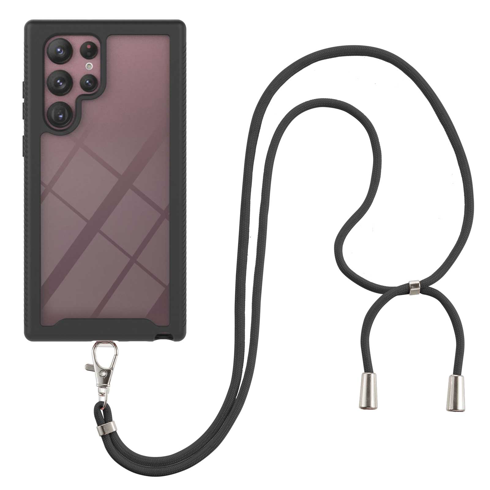 YB PC Series-4 for Samsung Galaxy S23 Ultra Phone Case PC TPU Drop-proof Phone Cover with Lanyard