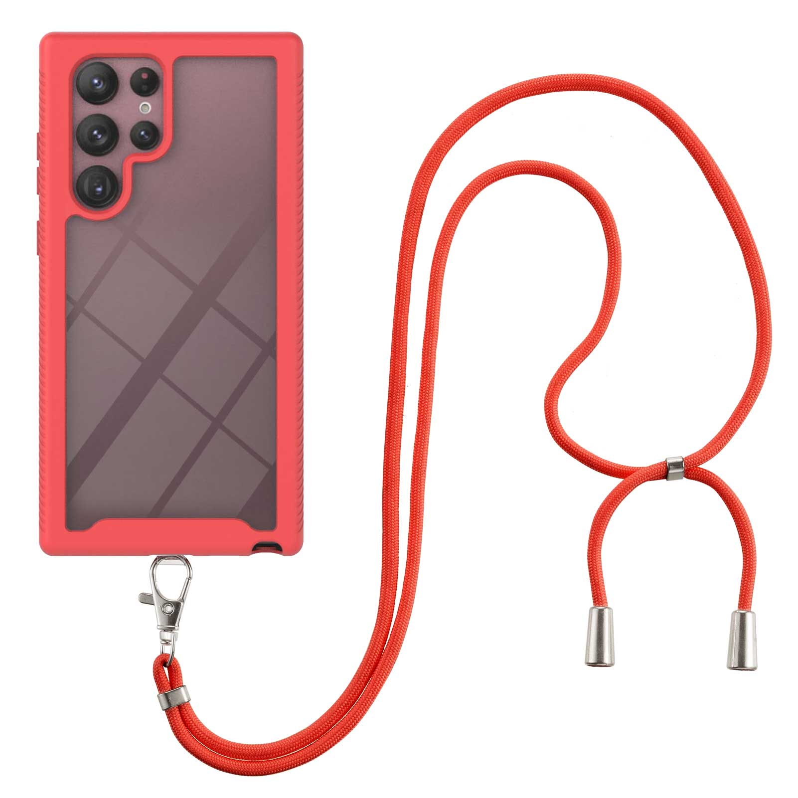 YB PC Series-4 for Samsung Galaxy S23 Ultra Phone Case PC TPU Drop-proof Phone Cover with Lanyard