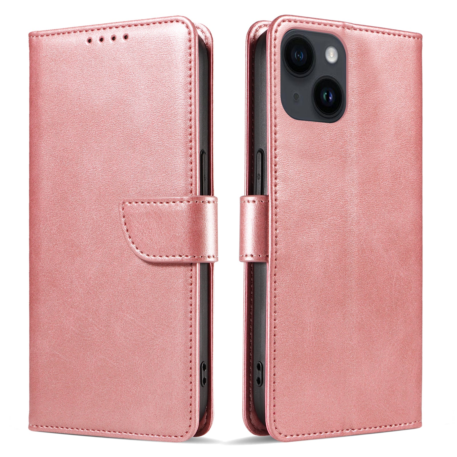 Pro iPhone 14 Plus Stojánek Kožený kryt na telefon Pouzdro na smartphone se čtvercovou sponou a peněženkou