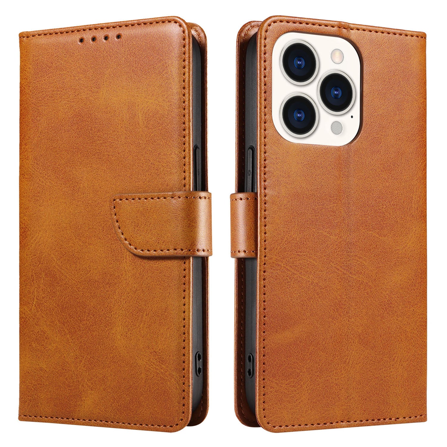 Cell Phone Cover For iPhone 14 Pro Max Square Clasp Anti-shock Flip Leather Wallet Case with Stand