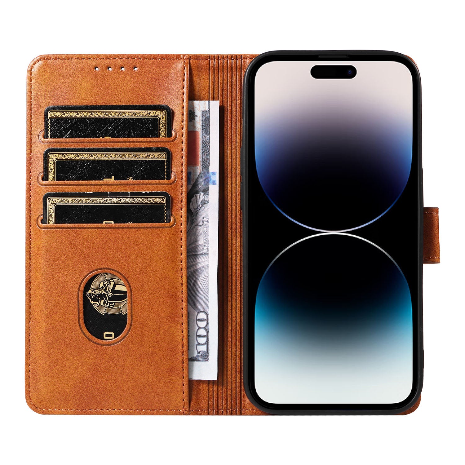 Cell Phone Cover For iPhone 14 Pro Max Square Clasp Anti-shock Flip Leather Wallet Case with Stand