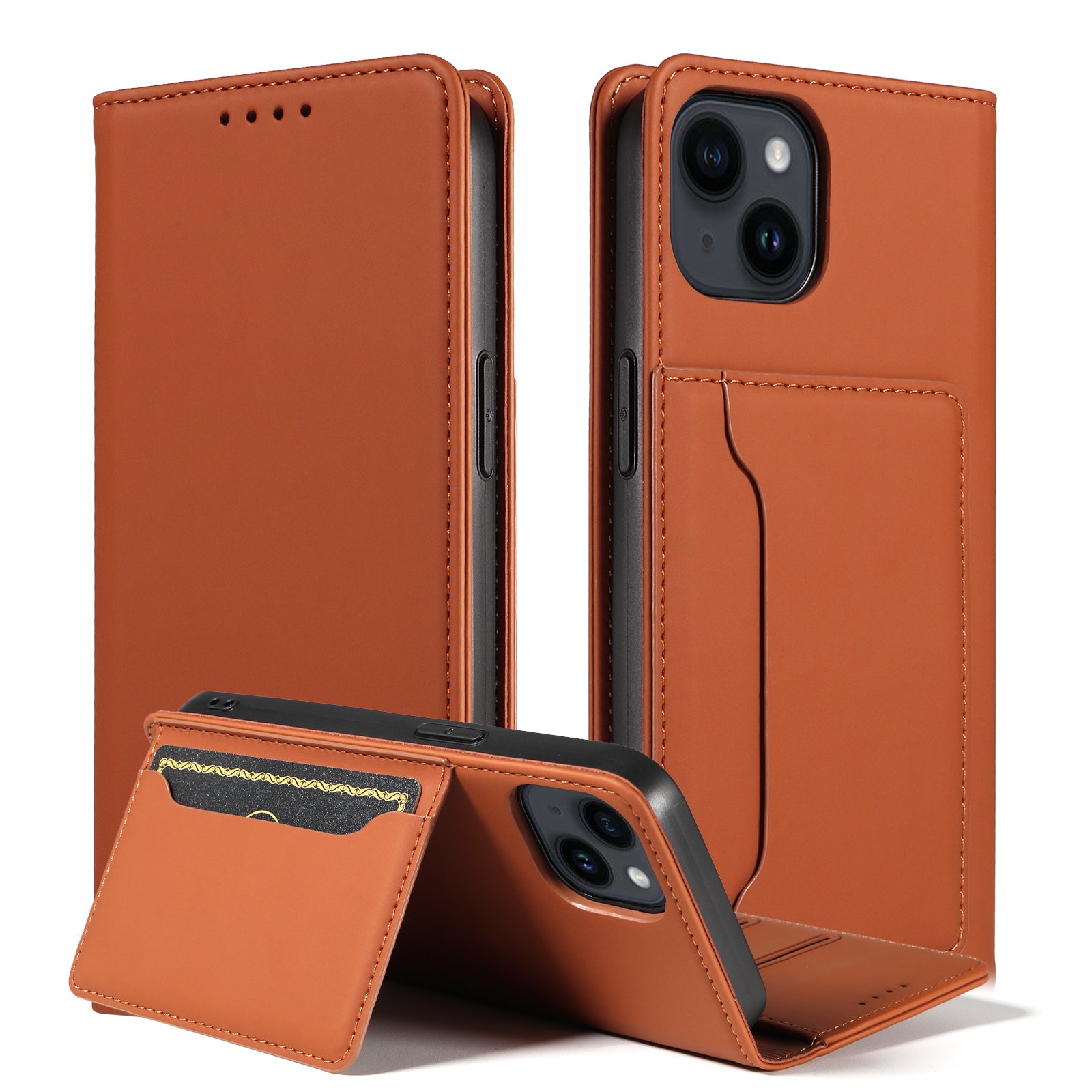 Pouzdro na telefon proti pádu pro iPhone 14 Plus Peněženka s magnetickým pouzdrem z PU kůže šetrné k pokožce