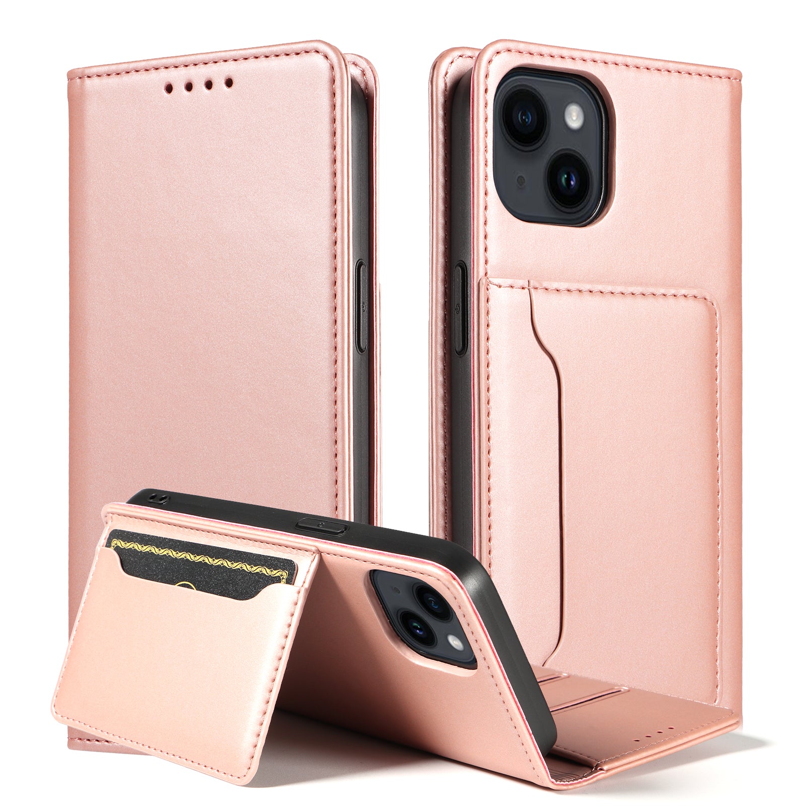 Pouzdro na telefon proti pádu pro iPhone 14 Plus Peněženka s magnetickým pouzdrem z PU kůže šetrné k pokožce