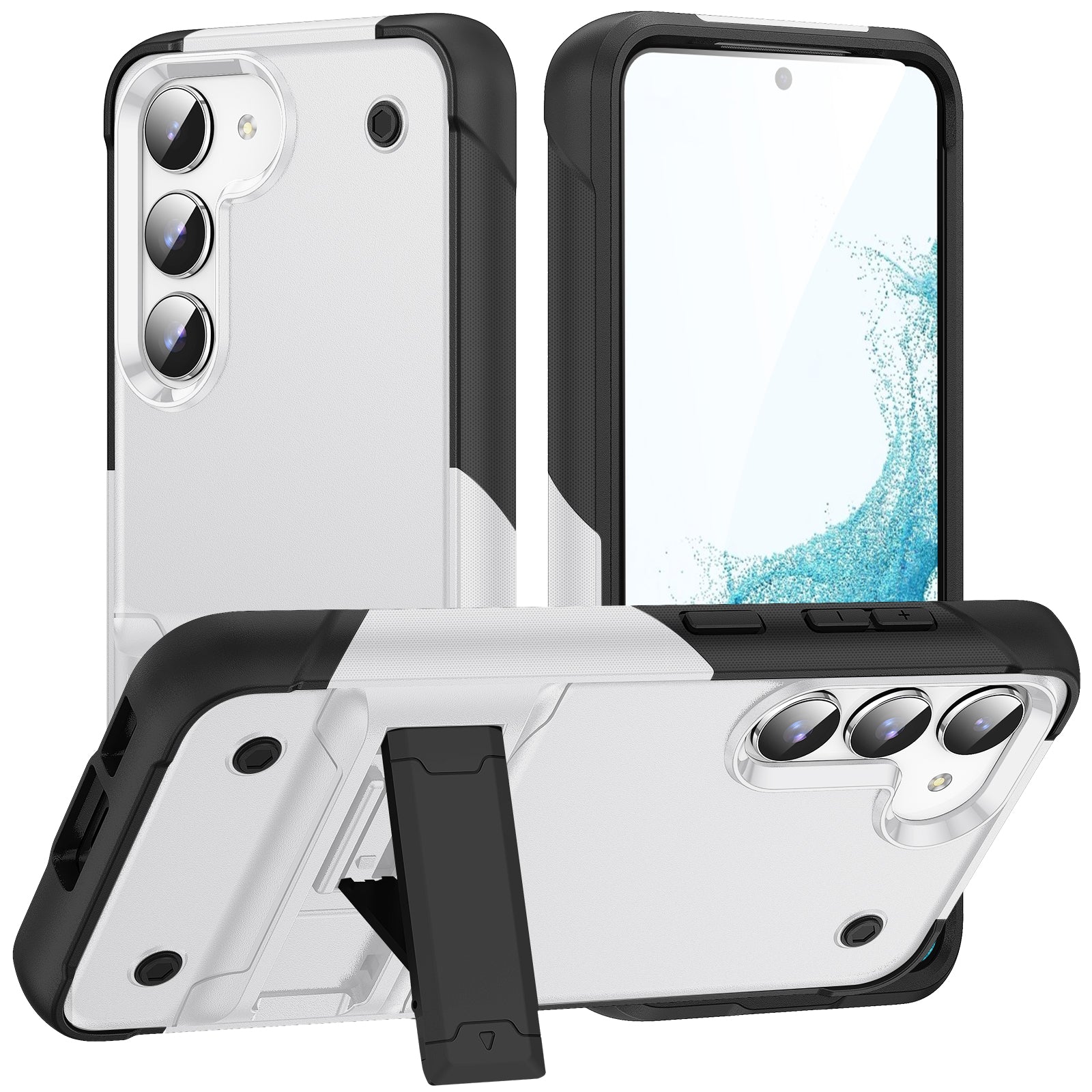 Anti-scratch Phone Cover For Samsung Galaxy S23 Kickstand PC TPU Protective Mobile Phone Case