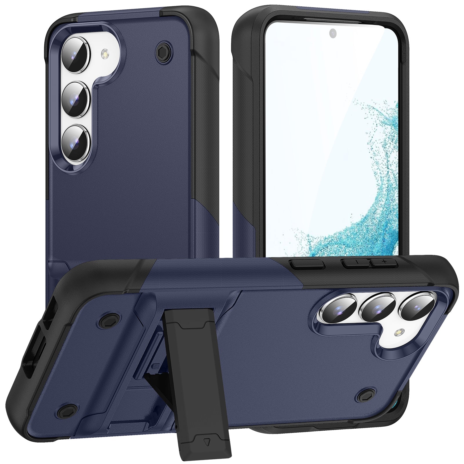 Anti-scratch Phone Cover For Samsung Galaxy S23 Kickstand PC TPU Protective Mobile Phone Case