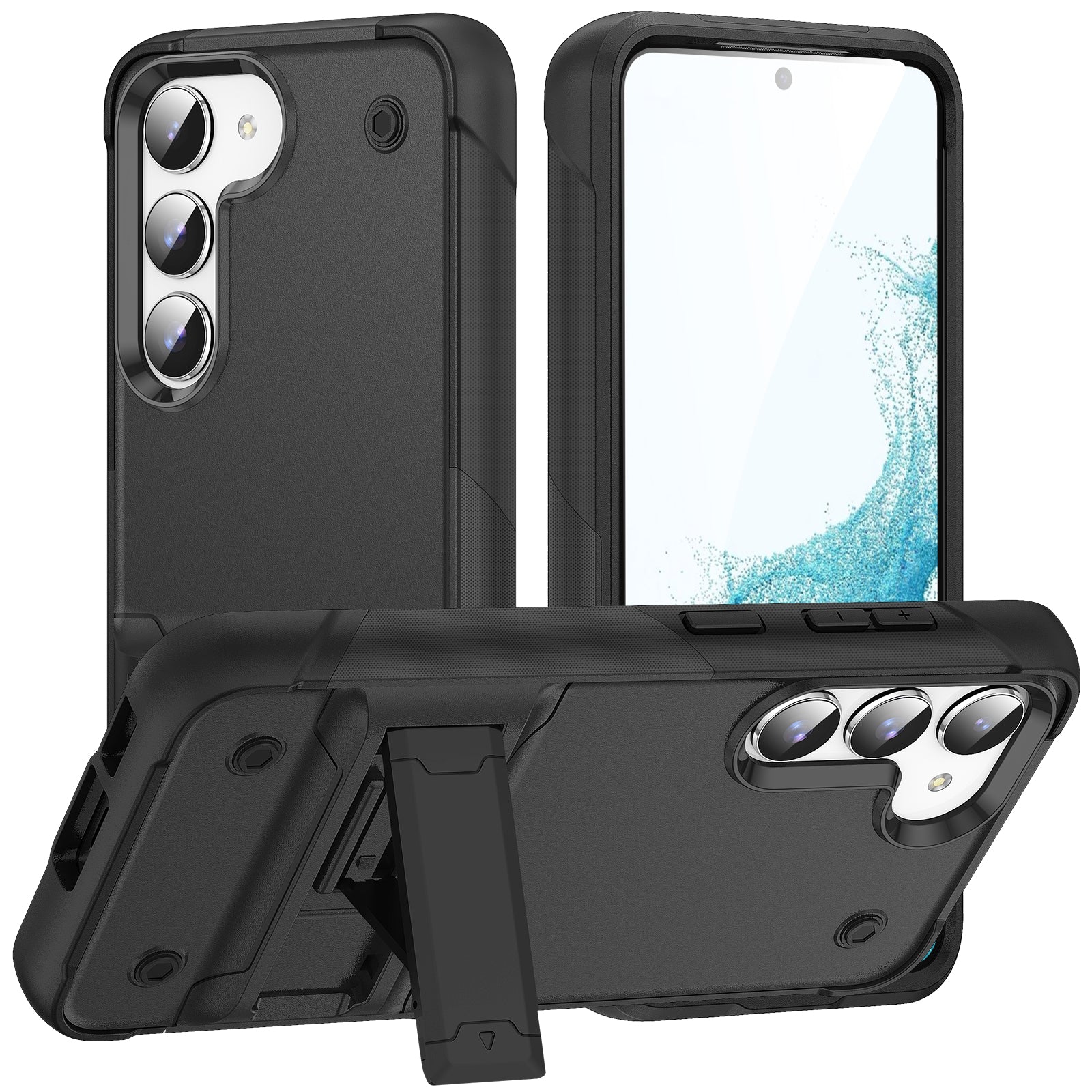Anti-scratch Phone Cover For Samsung Galaxy S23 Kickstand PC TPU Protective Mobile Phone Case