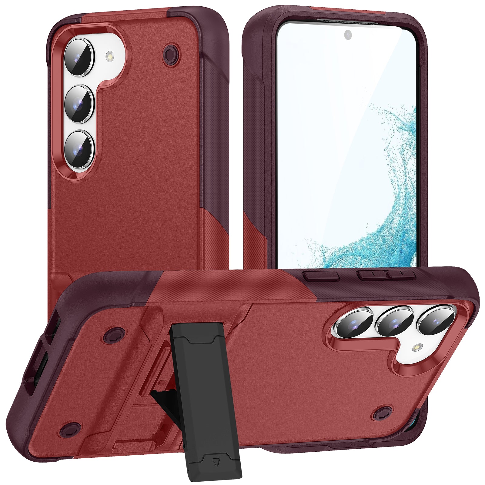 Anti-scratch Phone Cover For Samsung Galaxy S23 Kickstand PC TPU Protective Mobile Phone Case