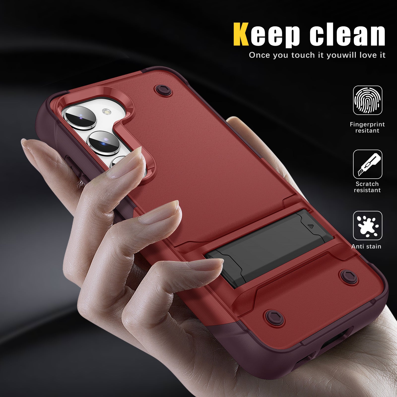 Anti-scratch Phone Cover For Samsung Galaxy S23 Kickstand PC TPU Protective Mobile Phone Case