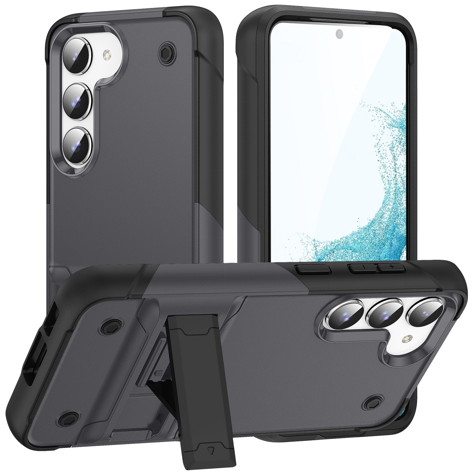 Anti-scratch Phone Cover For Samsung Galaxy S23 Kickstand PC TPU Protective Mobile Phone Case
