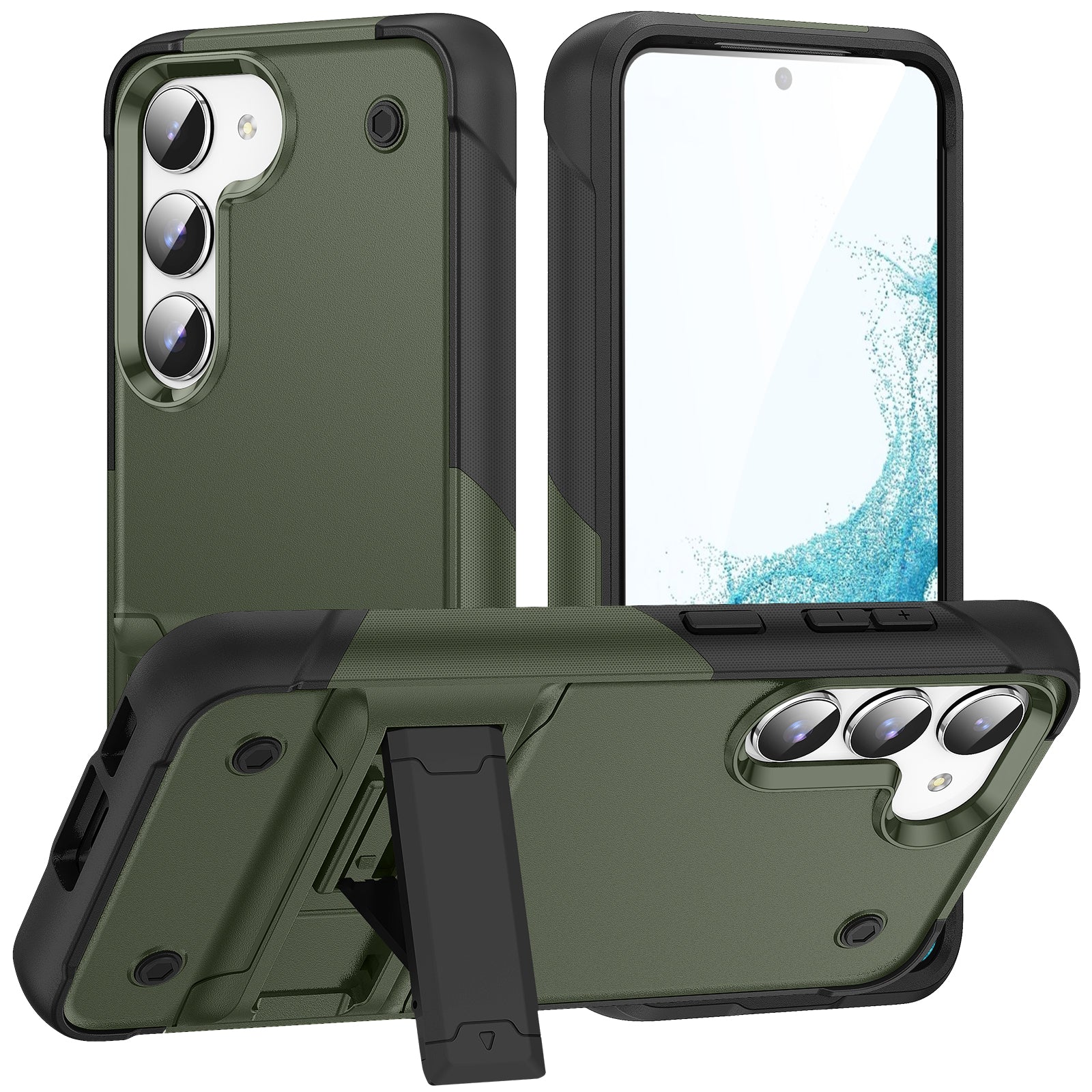 Anti-scratch Phone Cover For Samsung Galaxy S23 Kickstand PC TPU Protective Mobile Phone Case