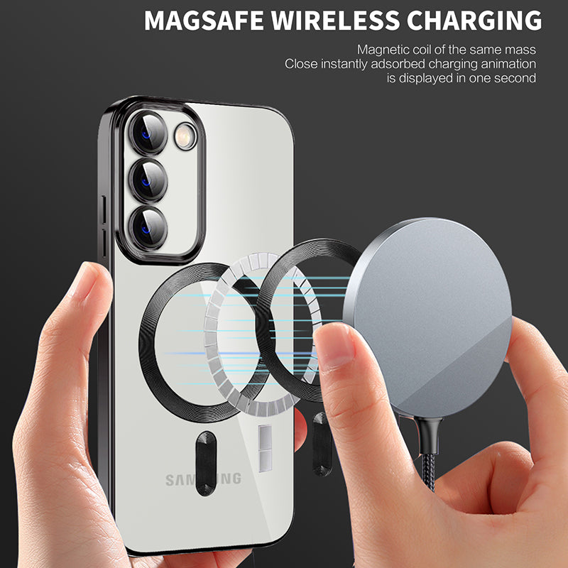 Clear Magnetic Case for Samsung Galaxy S23 Compatible with MagSafe TPU PC Shockproof Phone Cover