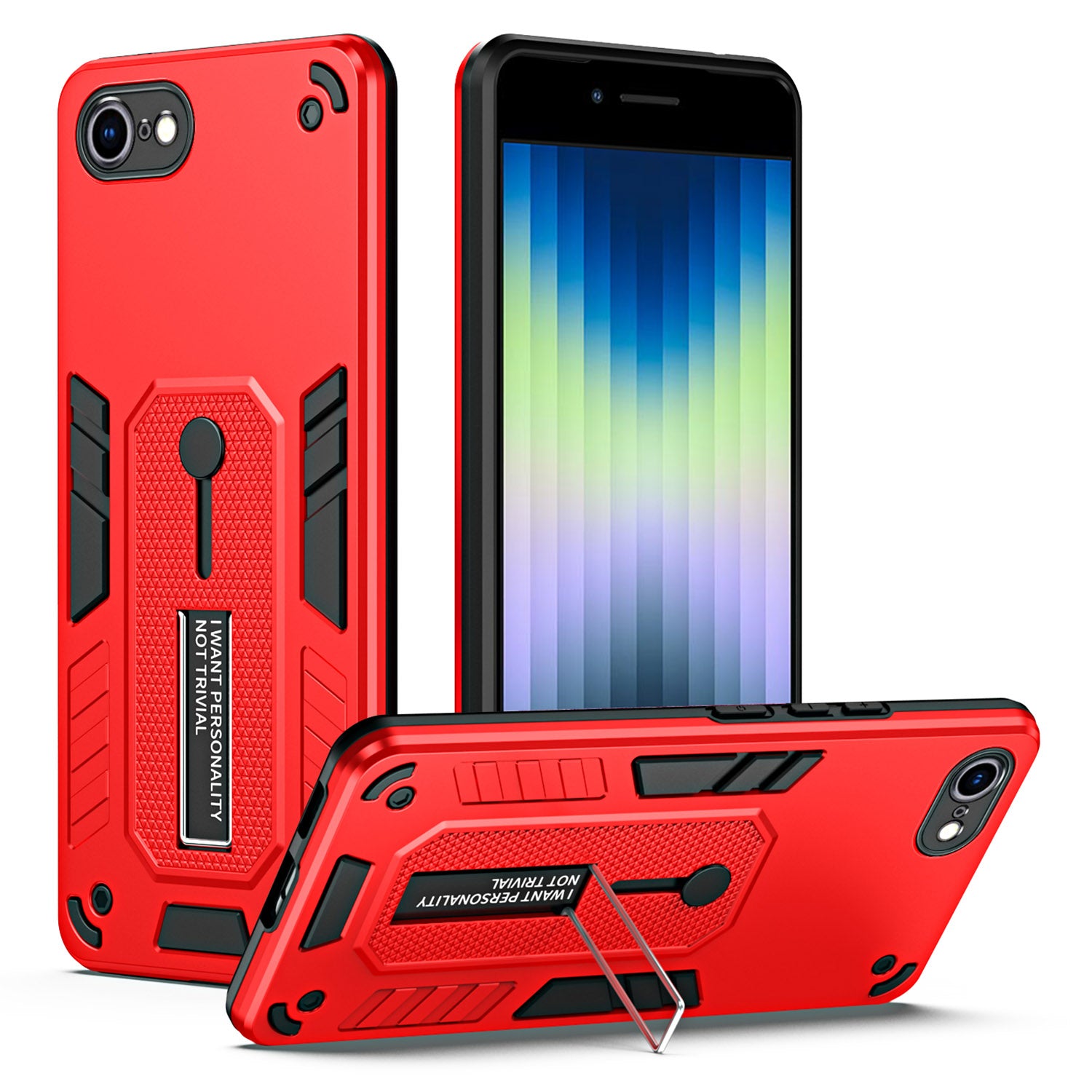For iPhone 7 / 8 4.7 inch / SE PC TPU Kickstand Phone Case Finger Grip Protective Cover