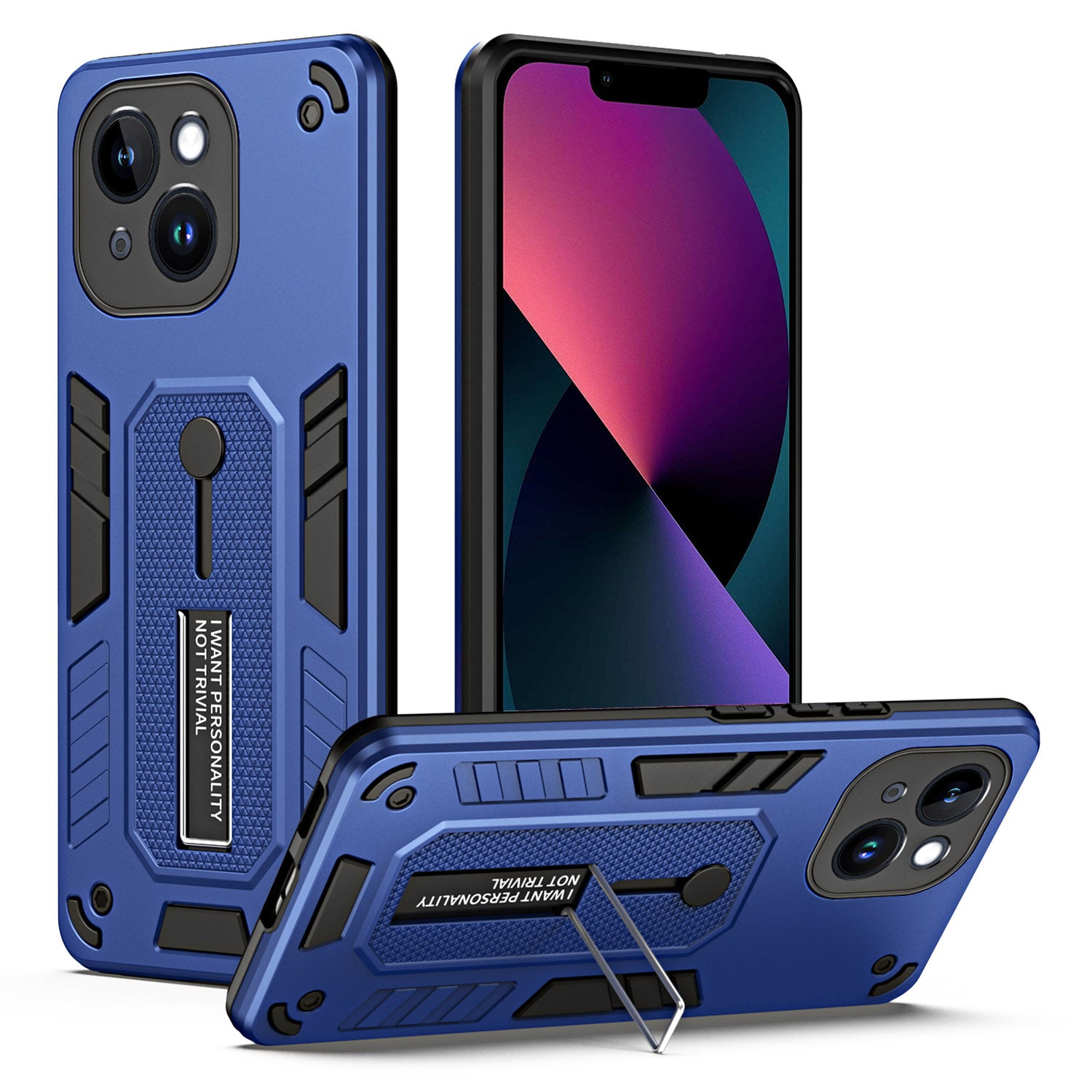 Pro iPhone 13 6,1palcový stojánek na telefon pouzdro na uchopení na prst Řemínek na PC TPU nárazuvzdorný kryt