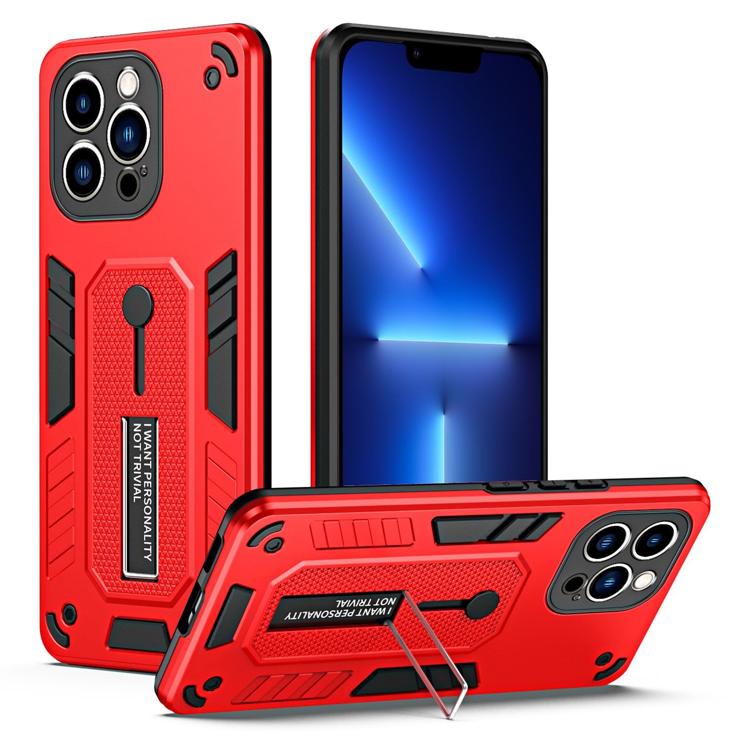 Pro iPhone 13 Pro 6,1palcový kryt na telefon s řemínkem na prst PC TPU ochranný kryt proti pádu
