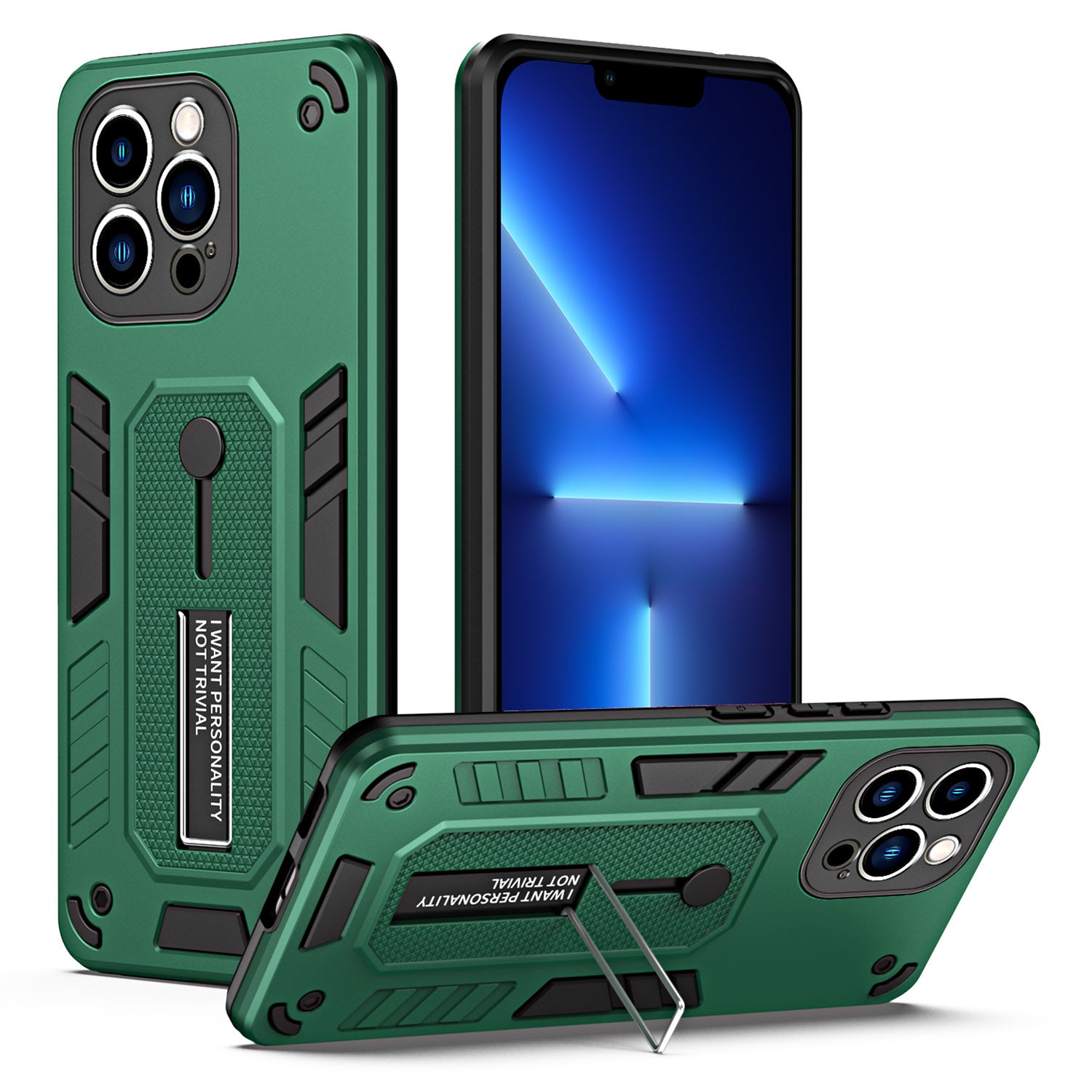 Pro iPhone 13 Pro 6,1palcový kryt na telefon s řemínkem na prst PC TPU ochranný kryt proti pádu