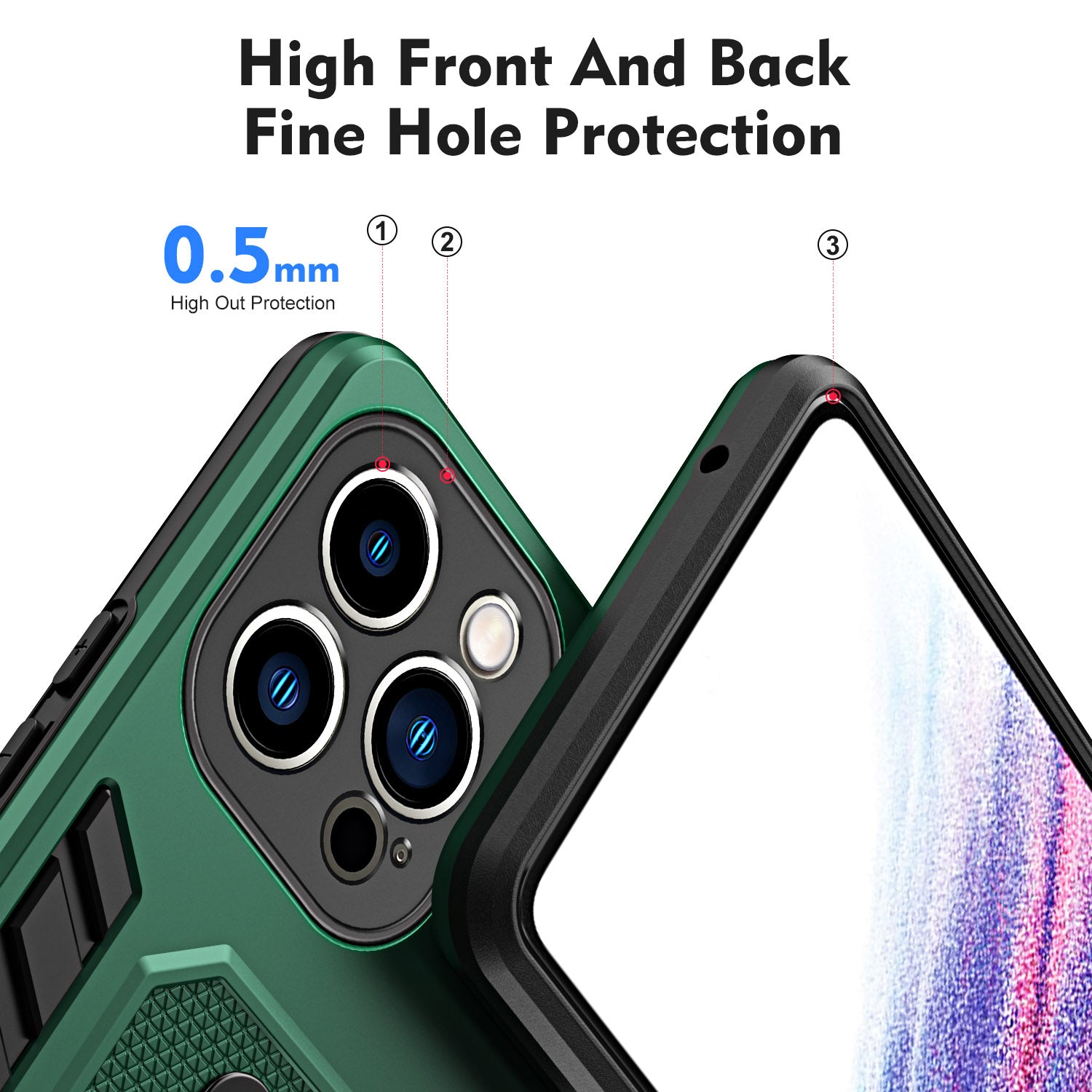Pro iPhone 13 Pro 6,1palcový kryt na telefon s řemínkem na prst PC TPU ochranný kryt proti pádu