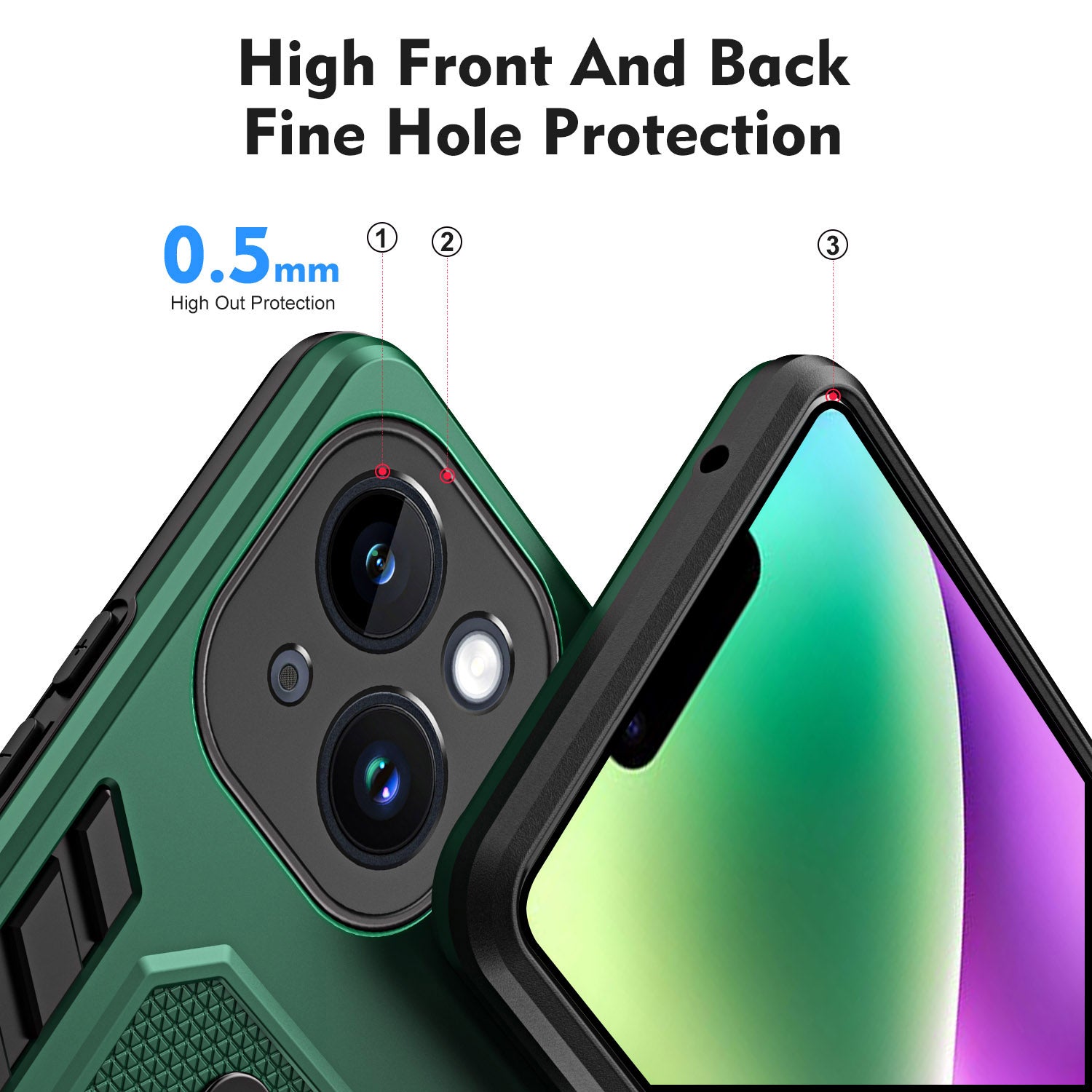 Kickstand telefontaske til iPhone 14 Plus TPU PC skridsikker fingerrem beskyttelsescover