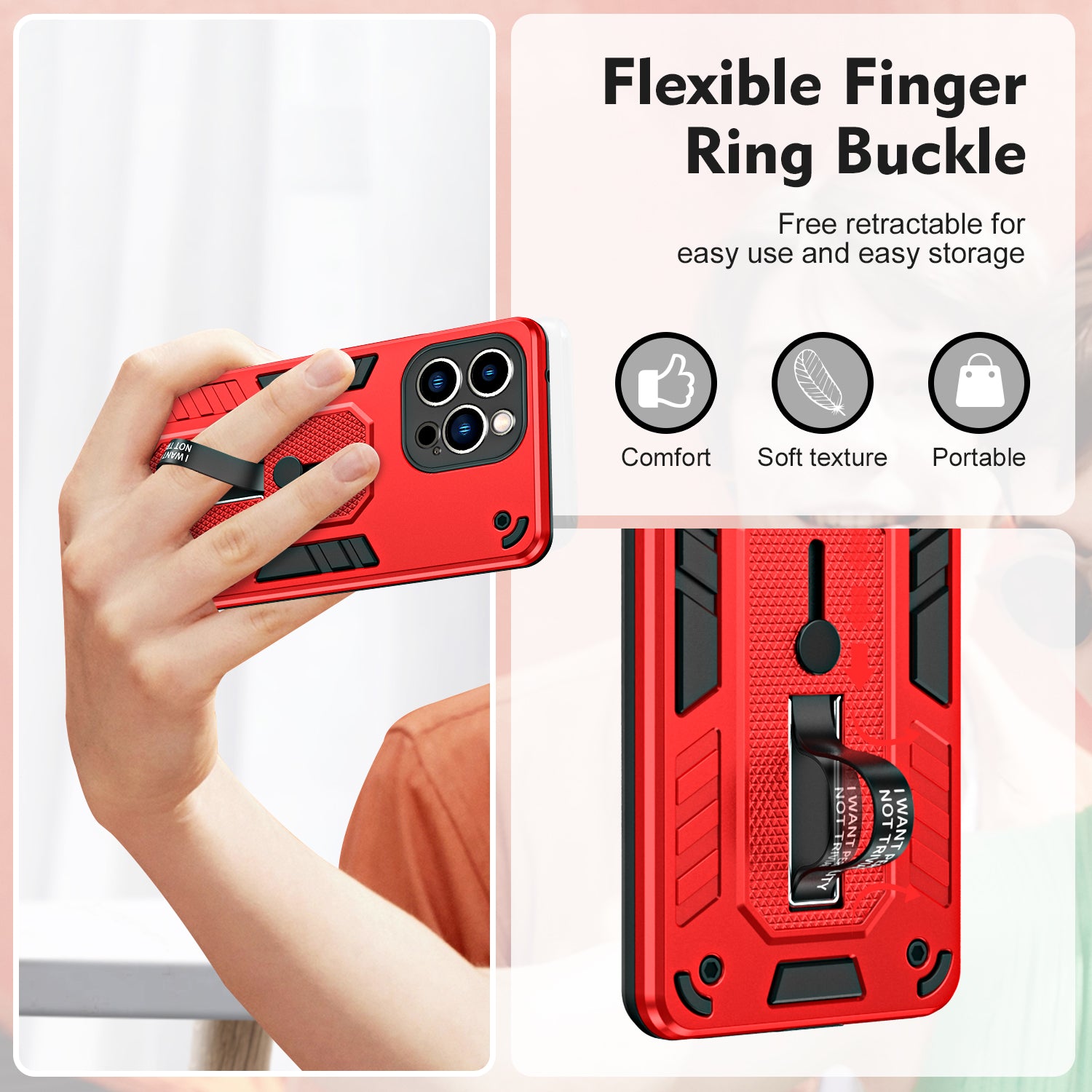 For iPhone 14 Pro Max Kickstand Phone Case TPU PC Dual Layer Protective Cover